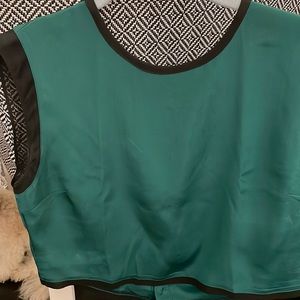 Teal and Black Silk INTERMIX crop top